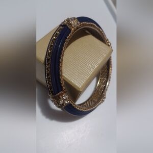 Elegant Gold and Blue Bangle Bracelet Unsigned Mirriam Haskell?